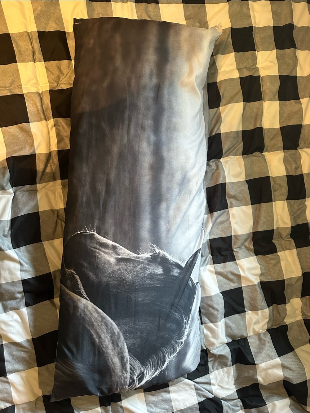 Black and White Horse Print Body Pillow - Home Bedding